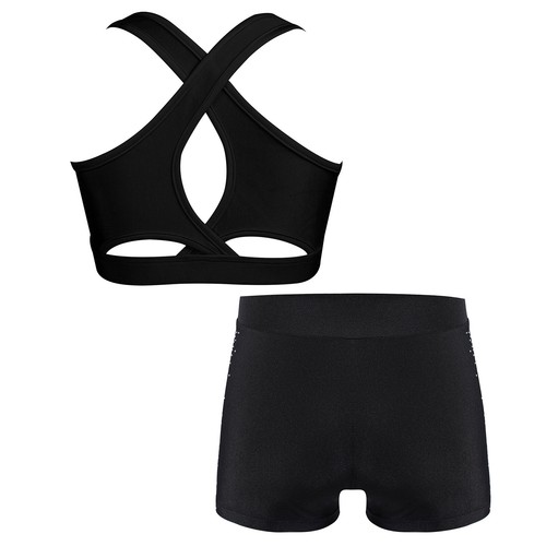 Kids Girls Outfits Workout Set Bottoms Suit Vest Swimsuit With Shorts Crop Top - Picture 7 of 13