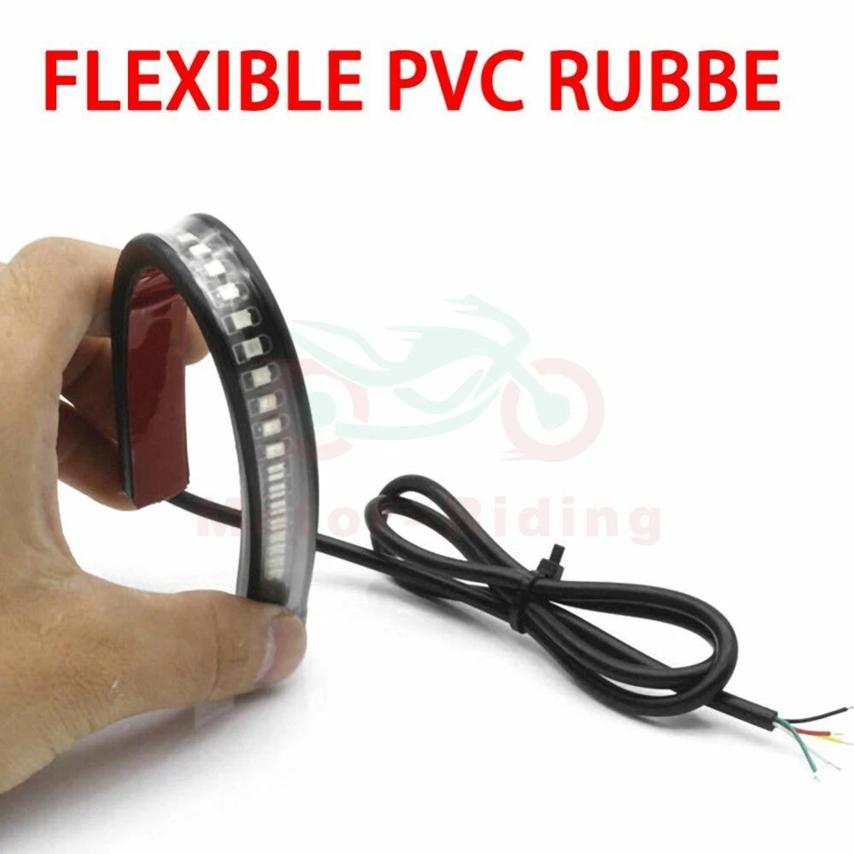 2pcs Rear Flexible 48LED Strip Motorcycle Tail Brake Turn Signal Running Lights - Image 4 of 4