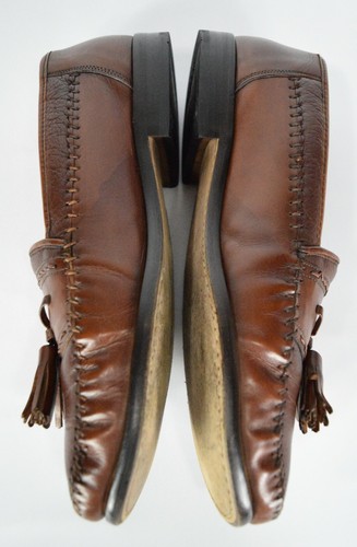 Brass Boot Size 9 Brown Leather Tassel Loafer Moccasin Dress Shoes SPAIN - Picture 10 of 11