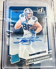 2023 Clearly Donruss Luke Schoonmaker Rated Rookie Card RC #73 Cowboys Autograph