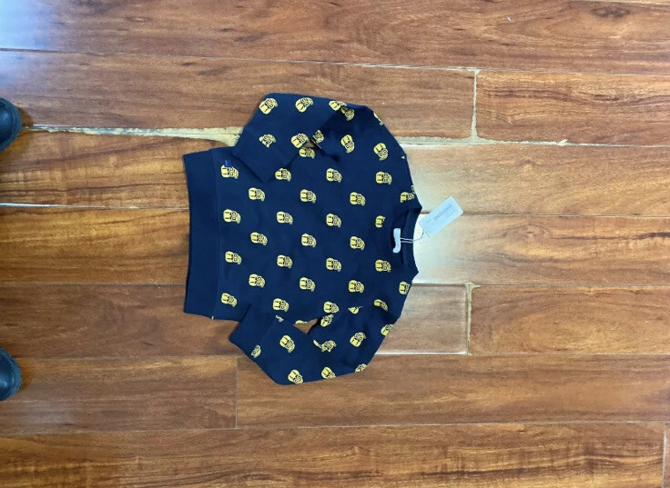 CATIMINI SWEATER Sz 4 Boys Hipster Print Blue Long Sleeves - Image 3 of 4