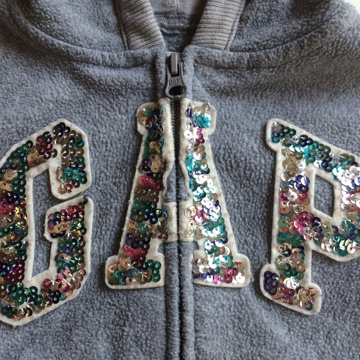 Sweat à Capuche GAP KIDS Velours Gris - Taille XS 4-5 Ans - Cœur Brodé - Neuf Avec étiquettes