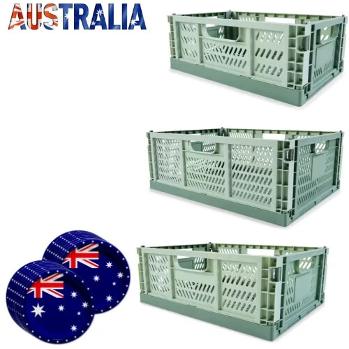 Collapsible Crate Plastic Folding Storage Container Basket Box Small to Large - Picture 1 of 10