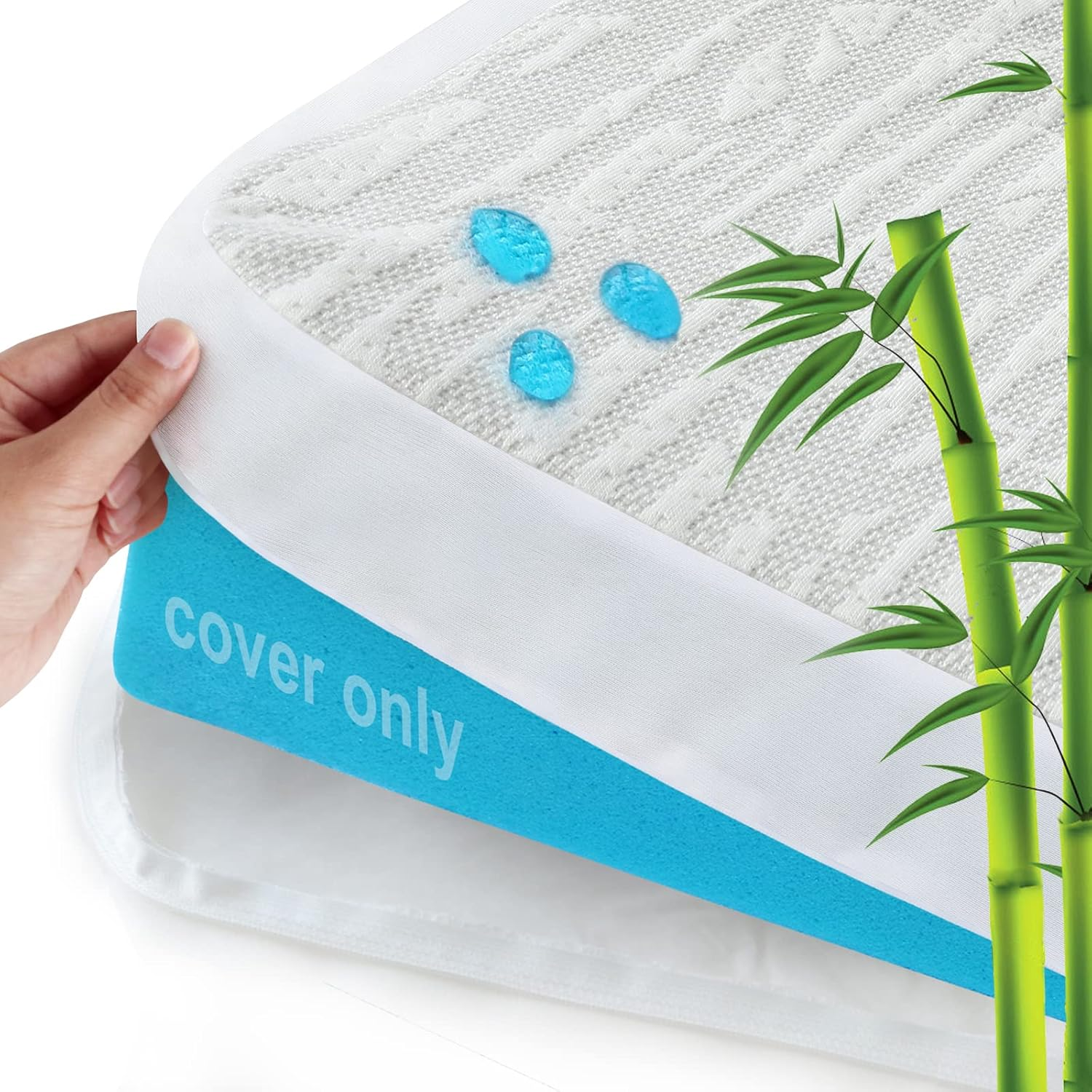 Mattress Topper Cover Protector Queen Size 3 Inch, 100% Waterproof Viscose Made-image