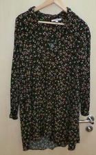 Esprit Streublumen Millefleur Blusen Tunika mini Kleid schwarz Gr. 40 ( 38 )