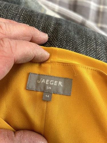 Jaeger Yellow Ruffle Silk Dress UK 14 - Picture 5 of 9