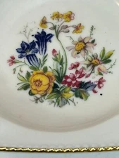 Vtg Johann Seltmann Vohenstraub Bavaria Ashtray Floral Gold Trim Trinket 1282 92