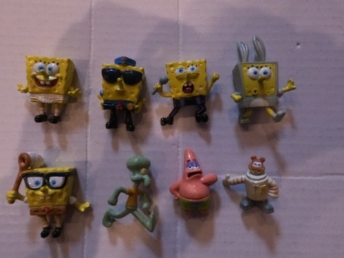 2" SpongeBob SquarePants Figures 2003 Viacom Lot 8 Pieces rubber, miniature, PVC