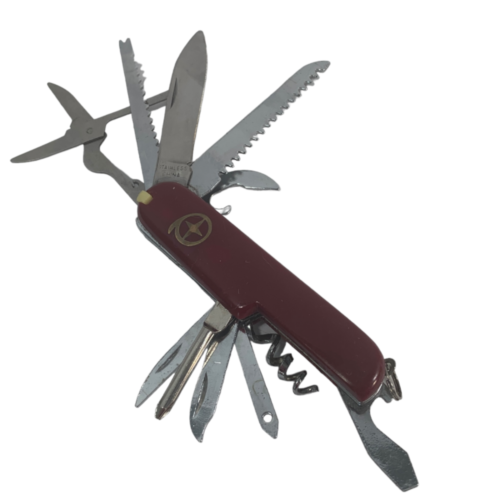 Couteau de poche rouge Diamond Superior polyvalent 12 outils style armée vintage - Photo 1 sur 12