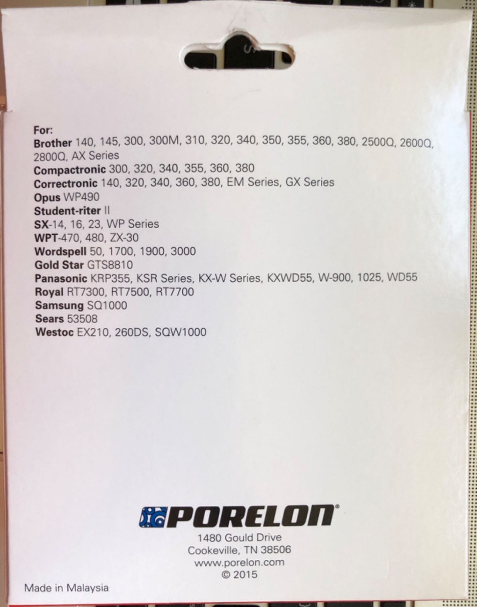 Porelon Correctable Typewriter Ribbons For Brother AX1230 #11452