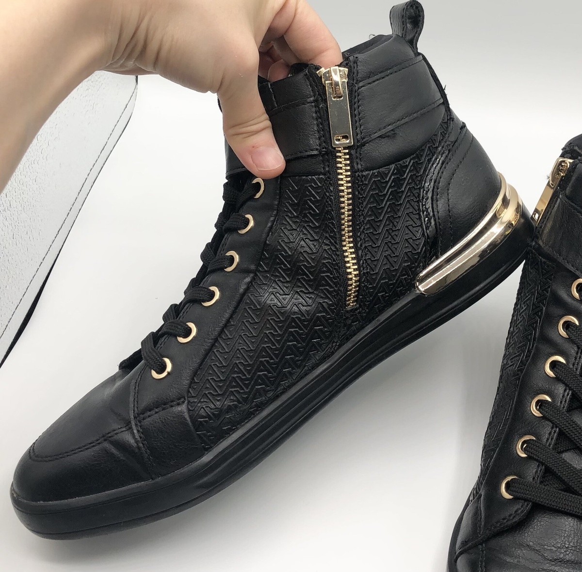 Aldo Black Leather Gold Detail Men