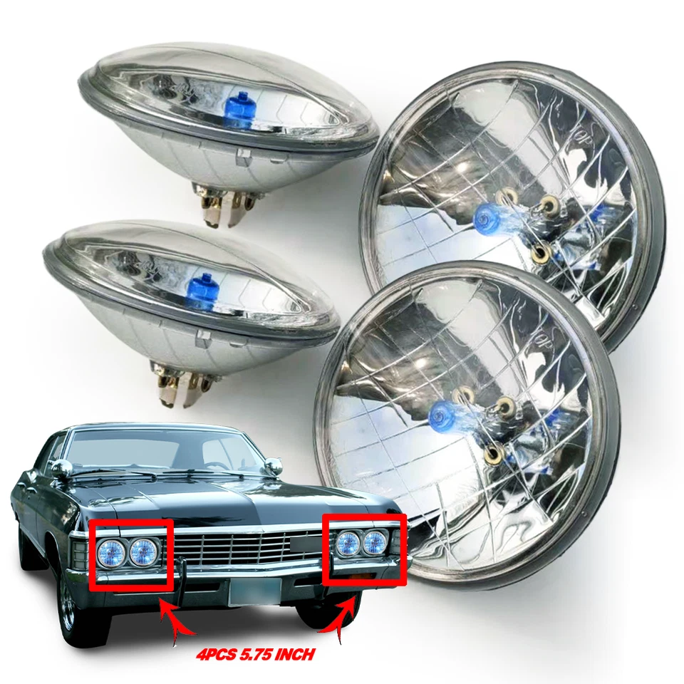 2 pares de faros redondos de haz alto/bajo de 5,75" para Plymouth Road Runner 1968-1973 1974 Foto 3 de 4