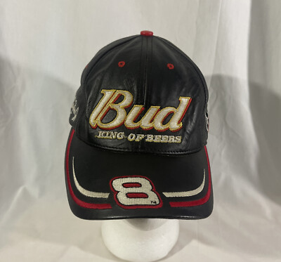Nascar Budweiser Dale Earnhardt Jr #8 Chase Cap Hat Genuine Leather Made in  USA