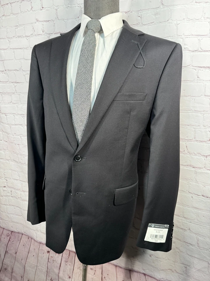 VINCE CAMUTO мужской черный шерсти REG FIT эластичной костюм Blazer Sport пальто куртка 46R - Изображение 2 из 4