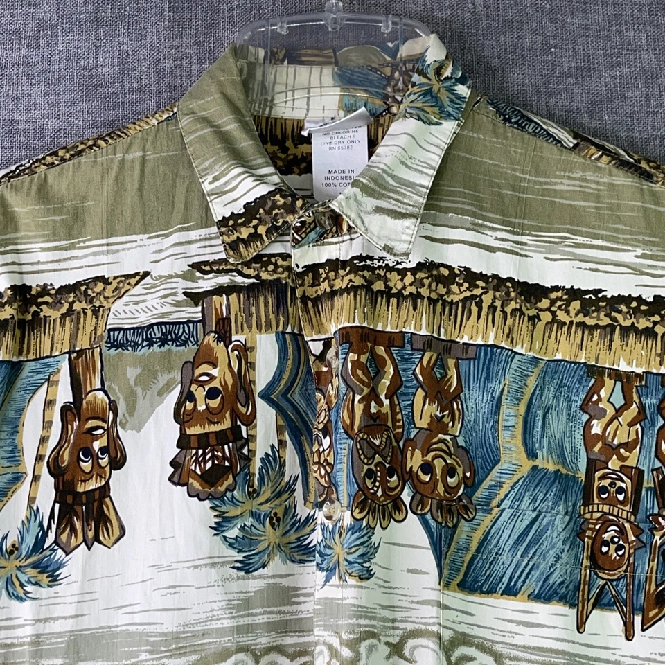 Peppermint Bay Men's L Hawaiian Shirt Short Sleeve Button Up Totem Pole SS6 - Image 3 of 4