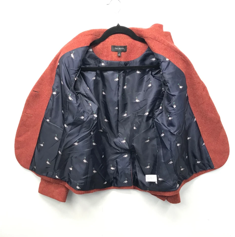 Talbots Blazer женский размер 2 оранжевая шерстяная смесь кряква утка карьера опрятный - Изображение 4 из 4