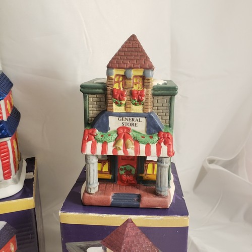 Christmas Church School General Store Towns People Ceramic Votive Candle Holders - Picture 5 of 12