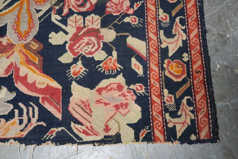 Antique Caucasian Russian Karabagh Hand Knotted Wool Rug Fragment 3'9 x 4'9 - Image 2 of 4