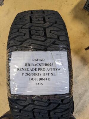 RADAR RENEGADE PRO A/T BSW P 265 60 18 114T XL TIRE RACSTH0025 CQ3