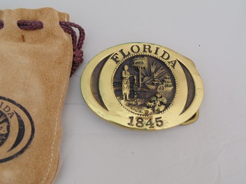Vintage Heritage Mint Florida State Seal 1845 Solid Brass Buckle - Picture 4 of 6