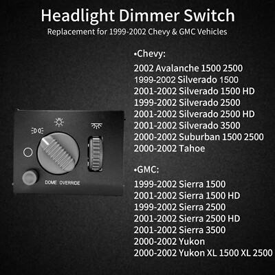 Headlight & Dash Dimmer Switch For 1999-2002 Chevy Silverado & GMC Sierra - OEM Fit 10 thumbnail image