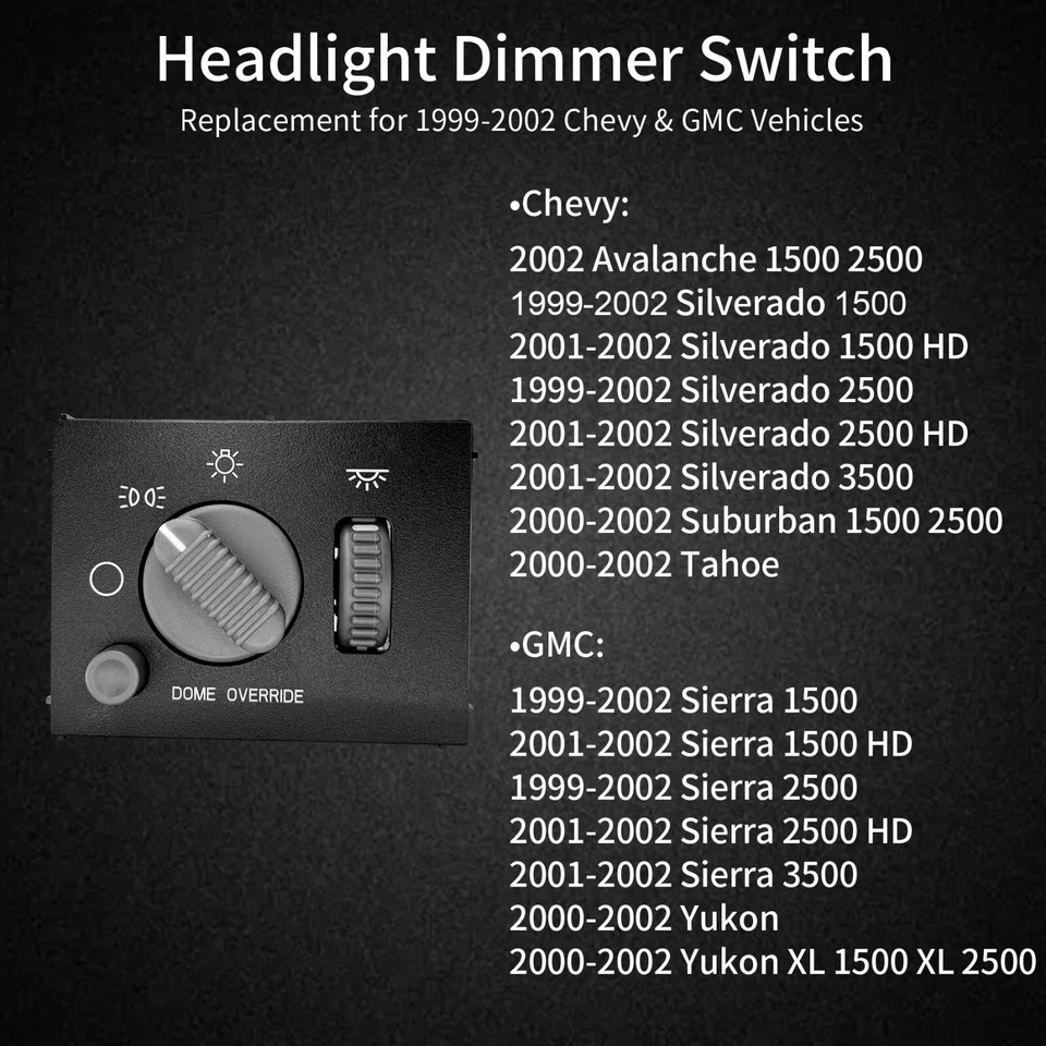 Headlight Headlamp Dimmer Switch for 1999-2002 Chevy Silverado GMC Sierra Yukon - Image 3 of 4