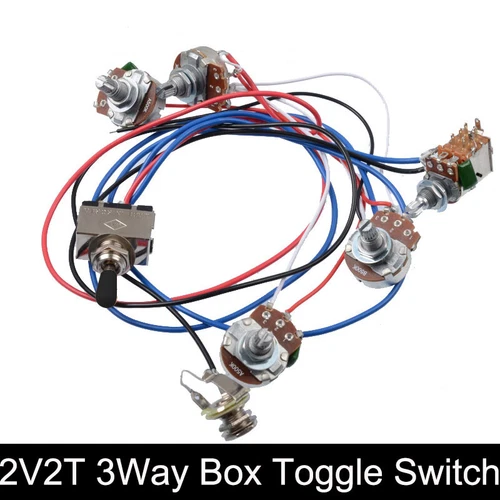 6 Sets Electric Guitar Wiring Harness Kit 2V2T Pot Jack 3 Way Switch for LP