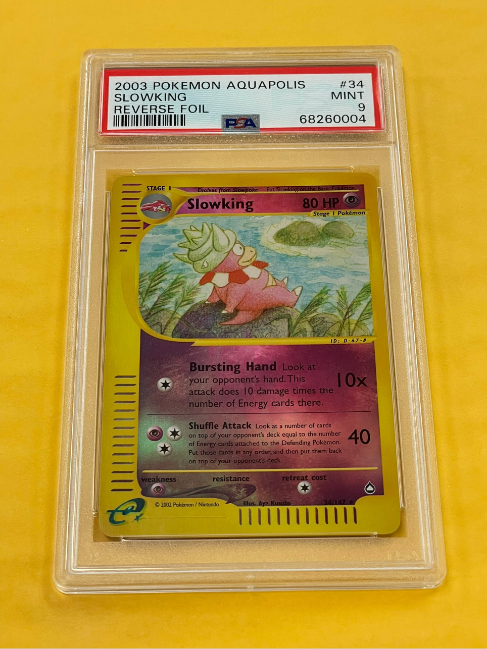 2003 Pokemon Aquapolis Slowking Reverse Holo Foil #34/147 PSA 9 MINT