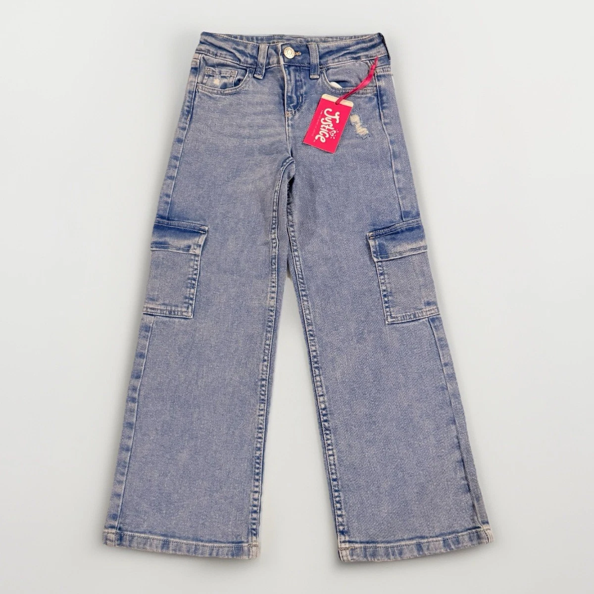 Justice Girls Seamed Knee Cargo Jean, Sizes 6-18, Slim & Plus Justice Girls Seamed Knee Cargo Jean, Sizes 6-18, Slim & Plus