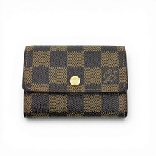 Portafoglio originale LOUIS VUITTON Damier Porte Monnaie Plat Coin Purse N619...