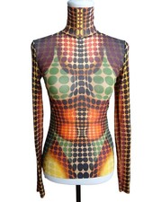 Jean Paul Gaultier Cyber Print Mesh Shirt  M ...