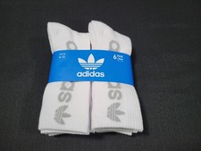 Adidas Mens Sports Training Athletic Crew Sports Socks 6 Pairs SZ 6-12 White