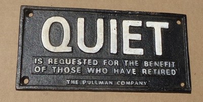The Pullman Company Gusseisen leises Schild 4 ''x 8'' Zug Wagen Schild