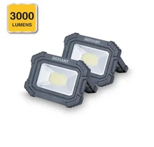 Defiant Rechargeable Magnetic Utility Light w/ Power Bank Foldable Handle 2-Pack