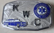 VINTAGE HOOK FAST ENAMEL EMERGENCY MEDICAL SERVICES AMBULANCE EMS BELT BUCKLE