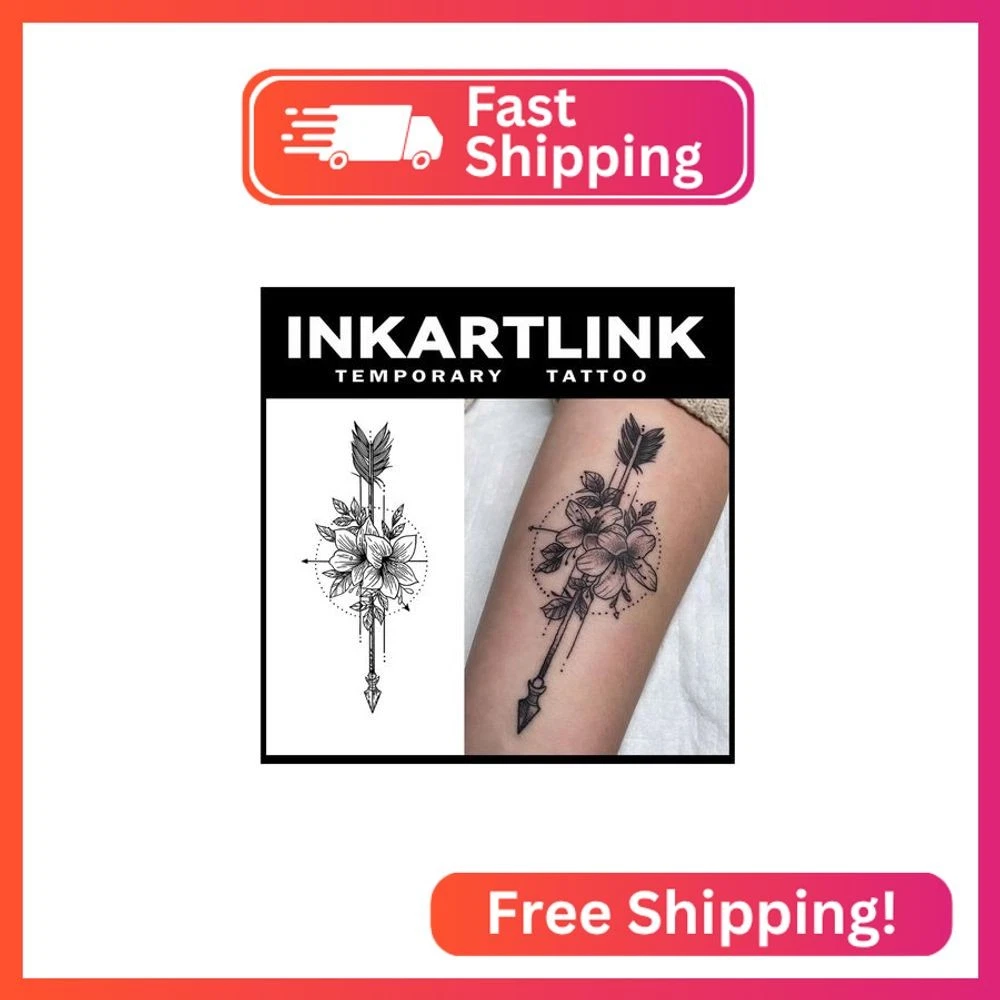 INKARTLINK Tattoo Tech, 2 Sheets Large Semi Permanent Tattoo, Adult Art Design T image 1