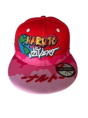Naruto Headgear Classics Fitted Hat Red Pink Embroidered Size 7-1/8 Anime NWT