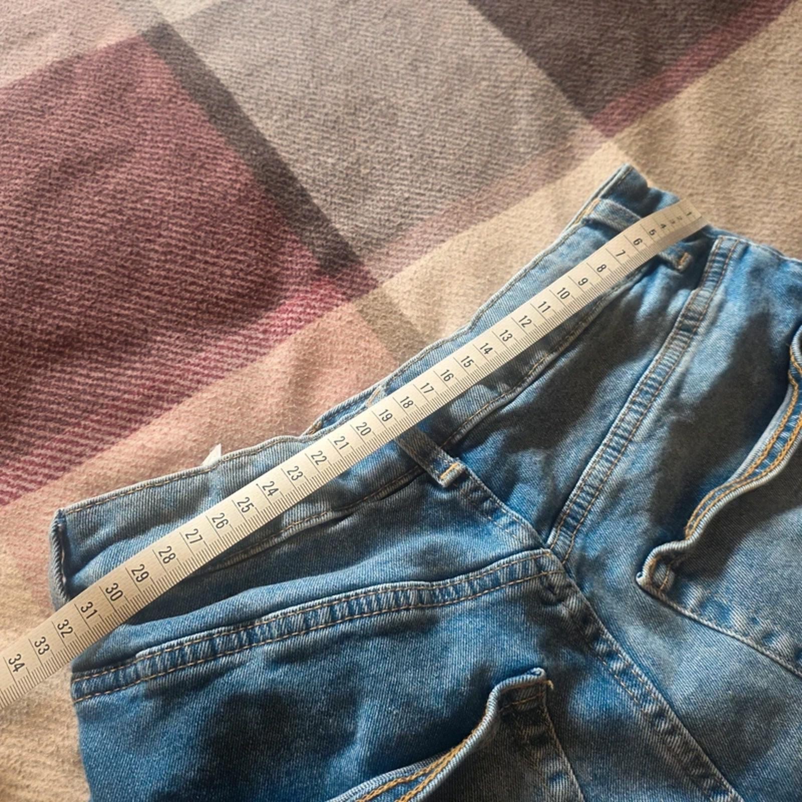 H&M Divided Blue Denim High Waist Frayed Hem Shorts UK 8 Festival image 8