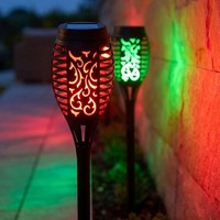 Stecklampe Solarleuchte AußEnleuchte Feuer-Effekt Led Rgb Farbwechsel 2Er Set