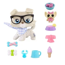 LPS Mini Collie Dog+Accessories Figure Bobble Head for Kid Christmas Gift Toy