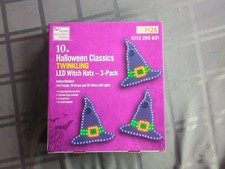 Home Accents Halloween Classics Twinkling LED Witch Hats 3-Pack Brand New 10