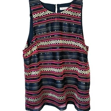 Trina Turk Sequin Tank Top 10 Whimsigoth Embroidered Designer NYE Party Glam