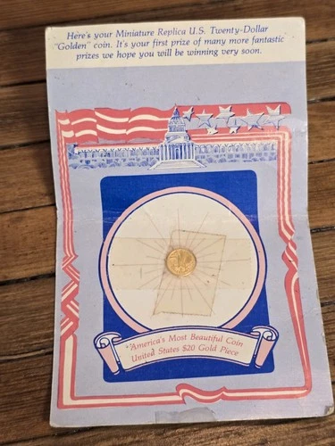 Miniature Replica US Saint-Gaudens $20 Gold Coin w/Original Card Mini & Liberty