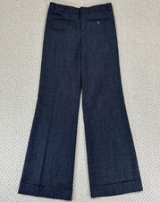 Gucci Dress Pants Fits Womens 26x31 Black Flex Wool Flare Leg Cuffed Italy Made