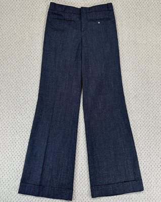 Gucci Dress Pants Fits Womens 26x31 Black Flex Wool Flare Leg Cuffed Italy Made