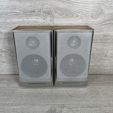 Pair of Vintage Silver Bookshelf Speakers 2-Way Wood Finish Tested Working
