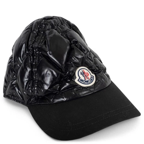 72991 auth MONCLER black nylon QUILTED BASEBALL CAP  Hat 55