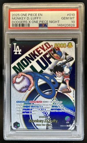2025 One Piece Anime 25th Monkey D. Luffy Dodgers Night Leader #EB02-010 PSA 10