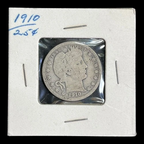 1910 Barber Silver Quarter from Old Time Collector