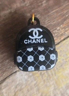 Authentic CHANEL Black Camila Flower CC Backpack Zipper Pull Charm 